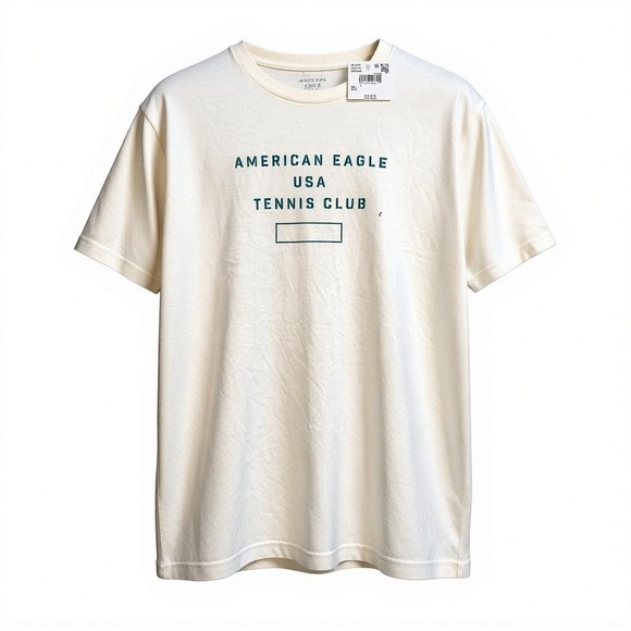 American Eagle Outfitters Other - American Eagle Boxy 24/7 Graphic T-Shirt Beige "USA Tennis" Men Casual Top L NWt
